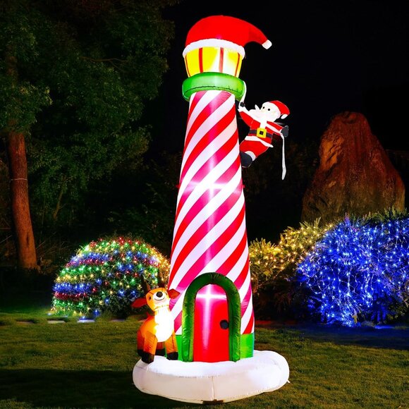 🆕10FT Christmas Inflatable Giant Lighted Lighthouse Blowups Outdoor Decoration - Picture 7 of 11